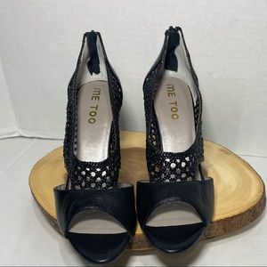 Me Too ||  Womens Jocelyn Black Pumps Open toe Heels